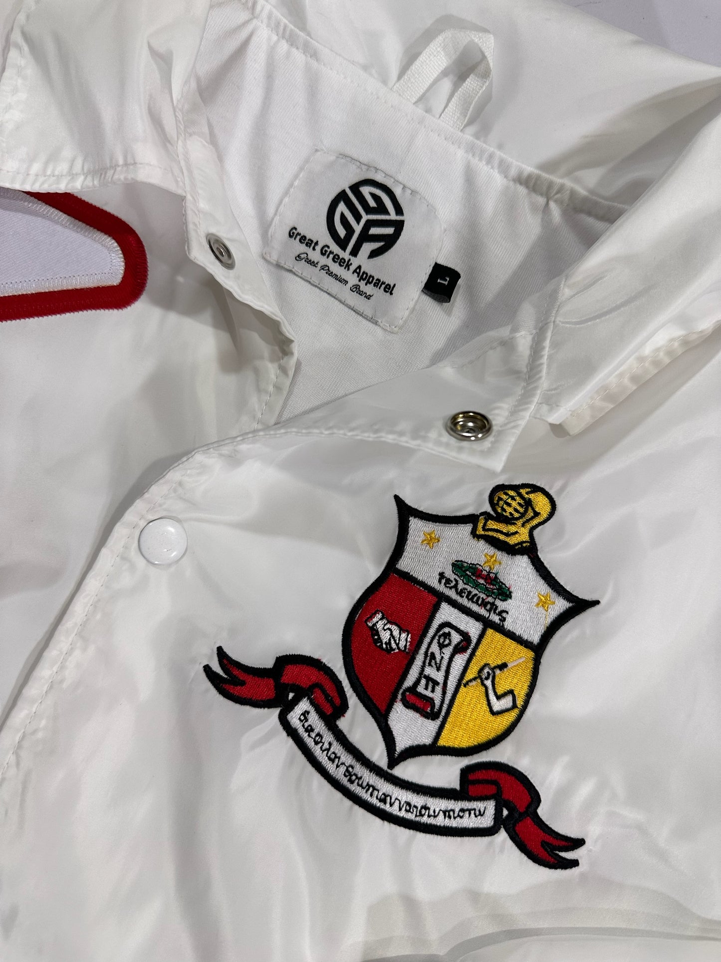 Kappa Alpha Psi Waterproof white Coach jacket